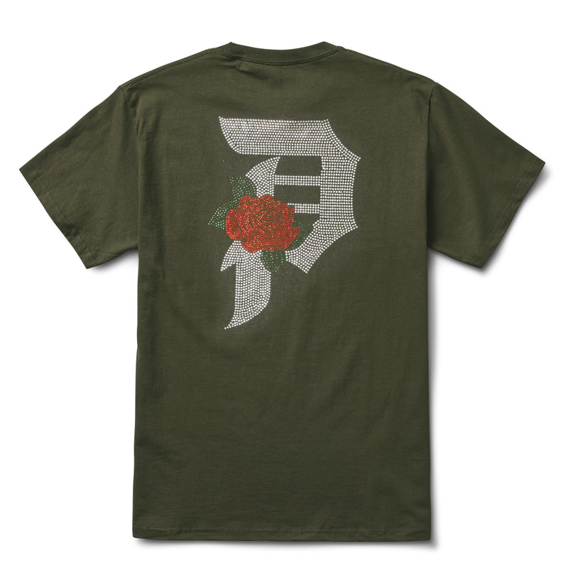 DIRTY P RHINESTONE ROSE TEE