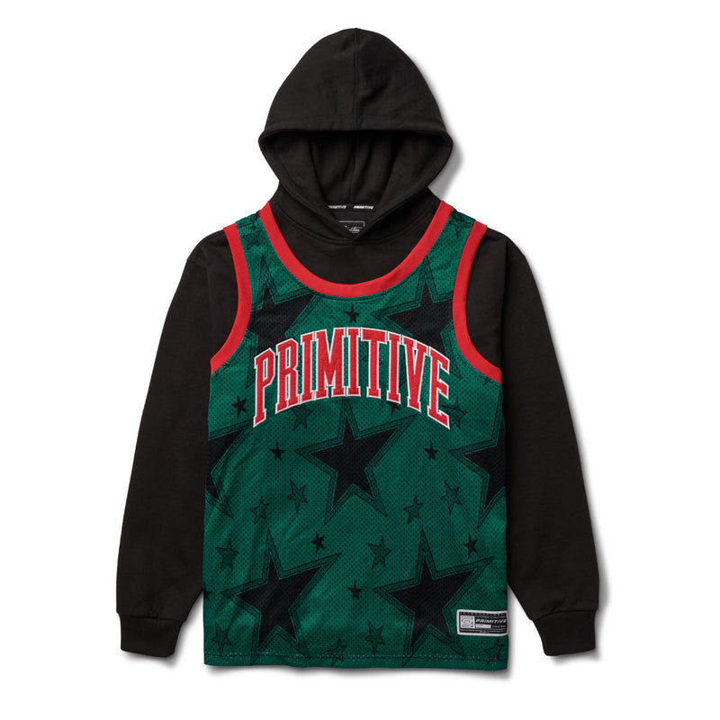 TWO-FER JERSEY HOOD