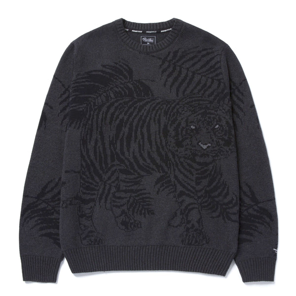 Primitive Skate Tiger Knit Sweater - Charcoal
